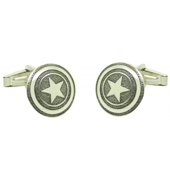 Boutons de manchette de chemise Captain America argent sterling 925