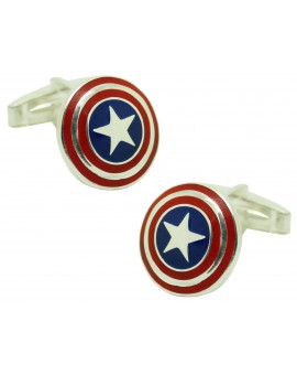 Gemelos para camisa Capitan America Plata original de Ley 925 PREMIUM