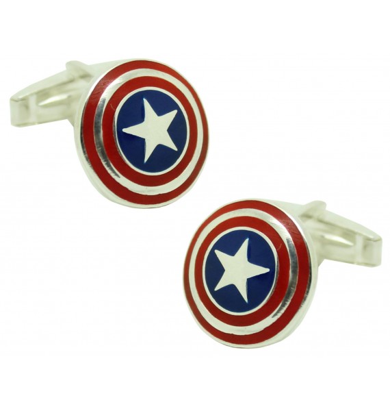 Gemelos para camisa Capitan America Plata original de Ley 925 PREMIUM