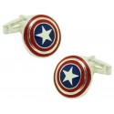 Gemelos para camisa Capitan America Plata original de Ley 925 PREMIUM