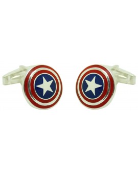Gemelos para camisa Capitan America Plata original de Ley 925 PREMIUM 2