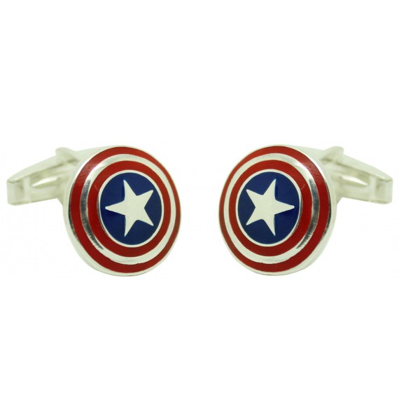 Gemelos para camisa Capitan America Plata original de Ley 925 PREMIUM
