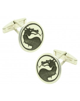 Gemelli per camicia personalizzati simbolo testa di Dragon PLATA 925