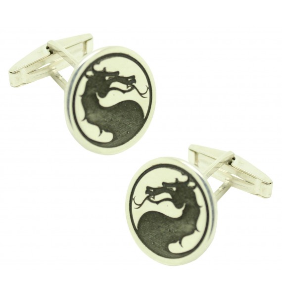 Boutons de manchette personnalisés symbole de tête Dragon PLATA 925