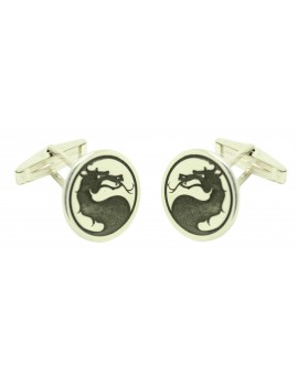 Boutons de manchette personnalisés symbole de tête Dragon PLATA 925 2