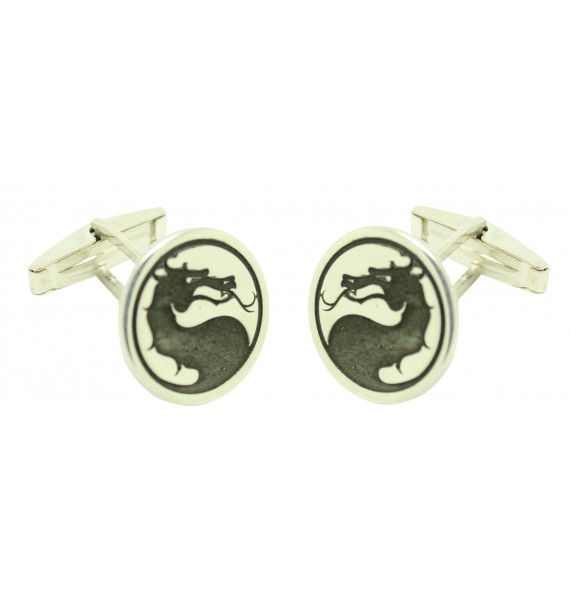 Boutons de manchette personnalisés symbole de tête Dragon PLATA 925