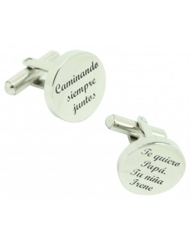 Gemelos para camisa personalizado grabado Caminando siempre juntos - acero