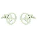 Boutons de manchette chemise Mercedes argent