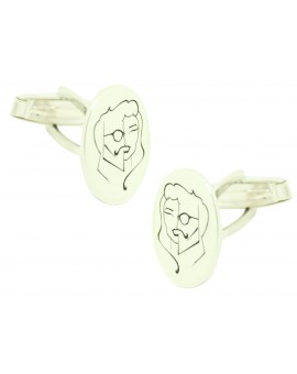 Gemelos camisa personalizados ovalado vertical caras