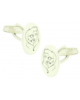 Personalized shirt cufflinks vertical oval faces