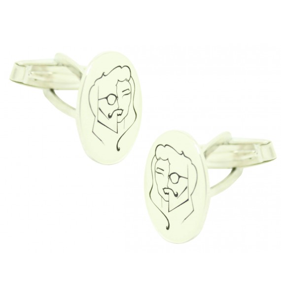 Personalized shirt cufflinks vertical oval faces