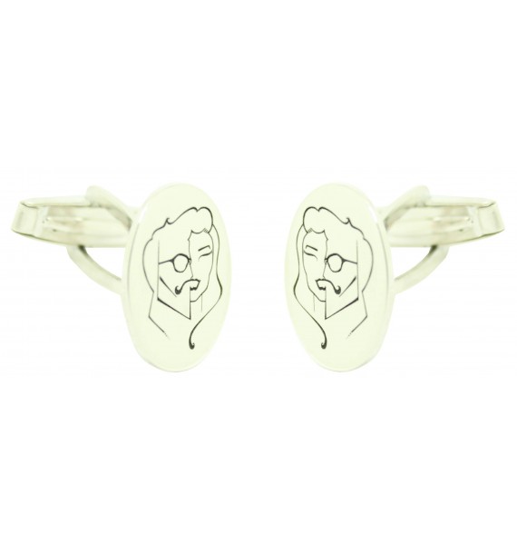 Boutons de manchette personnalisés face ovale verticale