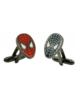 Boutons de manchette chemise Spiderman rouge et noir
