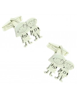 Gemelos para camisa personalizados pareja niños Plata 925