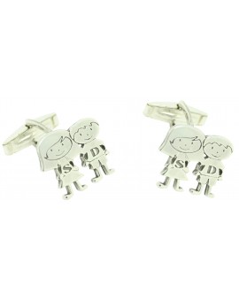 Boutons de manchette pour chemise personnalisée couple enfants argent 925
