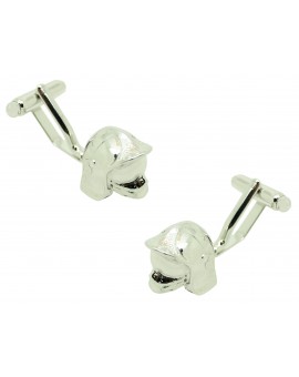 3D Firefighter helmet shirt cufflinks - steel