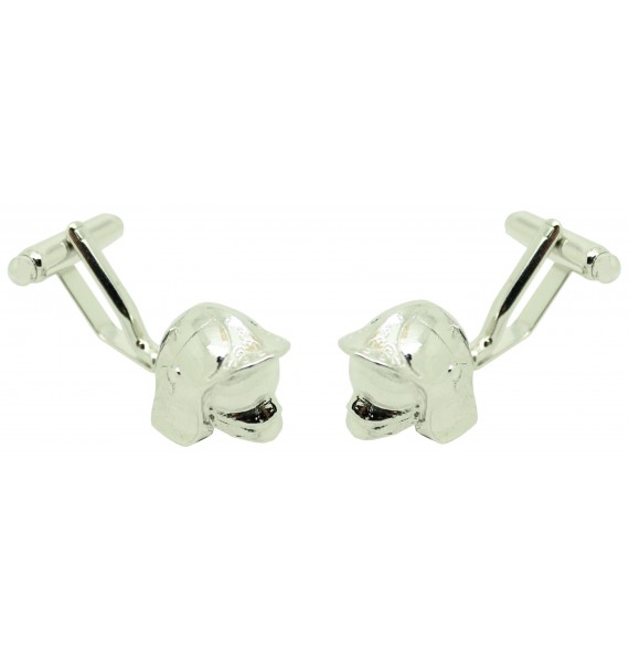 3D Firefighter helmet shirt cufflinks - steel