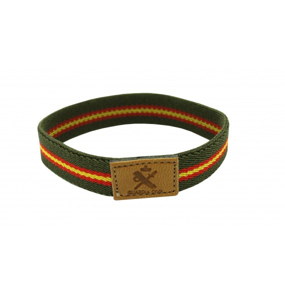 Pulsera con bandera España elástica verde - Guardia Civil