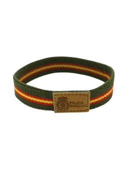 Pulsera con bandera España elástica verde - Policia Nacional