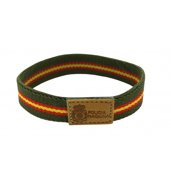 Bracelet with elastic green Spain flag National Police