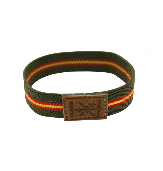 Pulsera con bandera España elástica verde - Legión