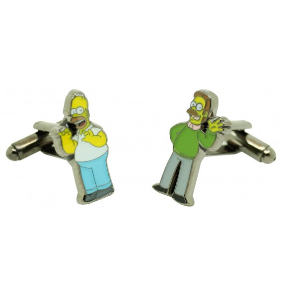 Boutons de manchette de chemise Homer Simpson et Ned Flanders
