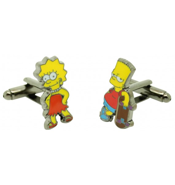 Boutons de manchette frères Bart et Lisa Simpson