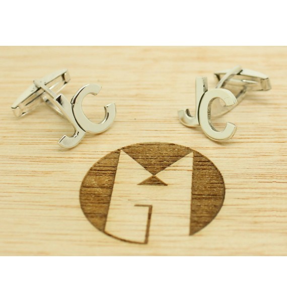 Personalized Shirt Cufflinks Shifted initials JC Silver 925