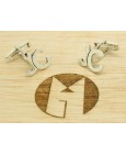 Personalized Shirt Cufflinks Shifted initials JC Silver 925