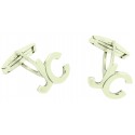 Boutons de manchette chemise personnalisés Initiales JC Argent 925