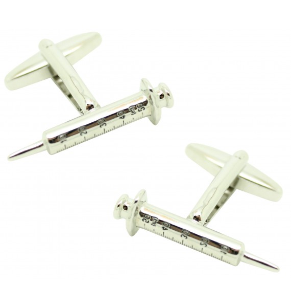 Cufflinks for shirt Syringe - medical needle
