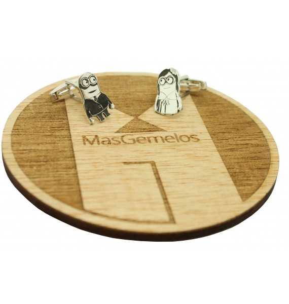 Gemelos para camisa BODA de Minions Plata 925 PREMIUM