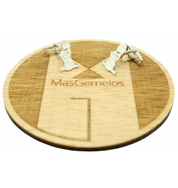 Boutons de manchette chemise Winnie l'ourson personnalisés argent 925