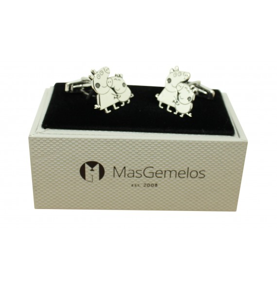Boutons de manchette chemise Peppa Pig personnalisés en argent 925