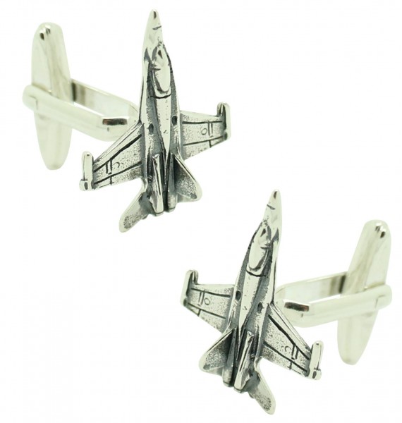 Gemelos para camisa caza de combate F-18 Plata de ley 925 PREMIUM