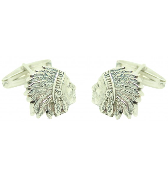 Gemelos para camisa American Indian Chief Plata de ley 925 PREMIUM