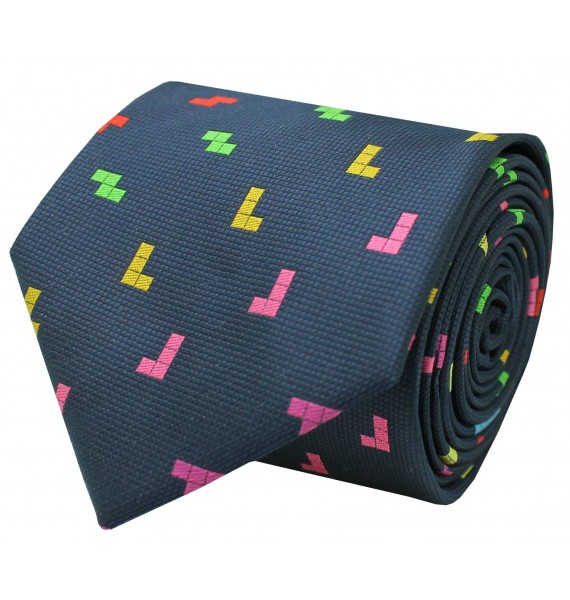 Corbata de seda juego Tetris color