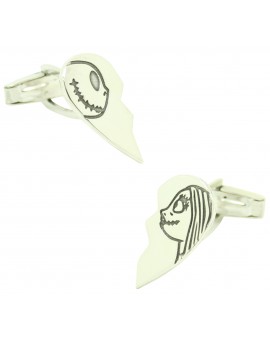 Gemelos personalizados Pesadilla antes de navidad corazón Plata 925