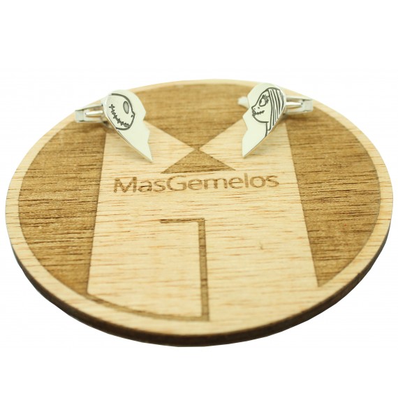 Gemelos personalizados Pesadilla antes de navidad corazón Plata 925