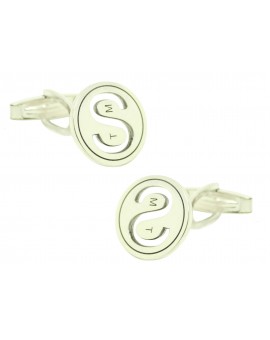 Gemelos para camisa Plata 925 personalizado Inicial huecos