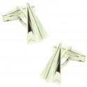 Gemelos para camisa Avión de papel plata de ley 925 PREMIUM