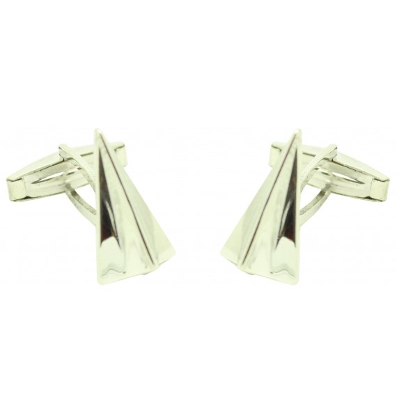 Gemelos para camisa Avión de papel plata de ley 925 PREMIUM