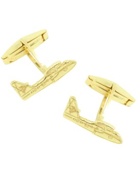 Gemelos para camisa avión anfibio Plata de ley 925 y baño en Oro