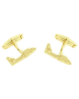 Gemelos para camisa avión anfibio Plata de ley 925 y baño en Oro