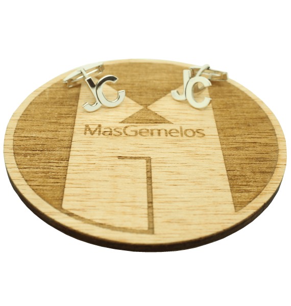 Personalized Shirt Cufflinks Shifted initials JC Silver 925
