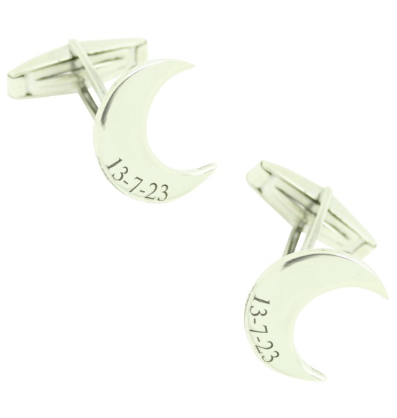 custom made cufflinks half moon with date 925 sterling silver