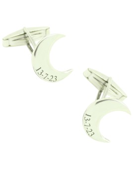 Gemelos para camisa personalizados media Luna Plata de Ley 925