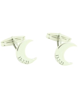 Gemelos para camisa personalizados media Luna Plata de Ley 925 2