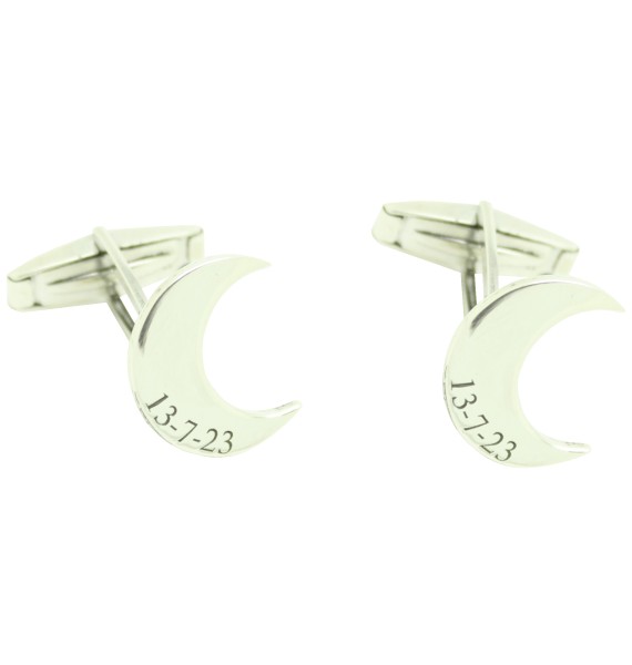 gemelos a medida media luna de plata de ley