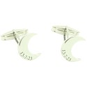 custom made cufflinks half moon with date 925 sterling silver